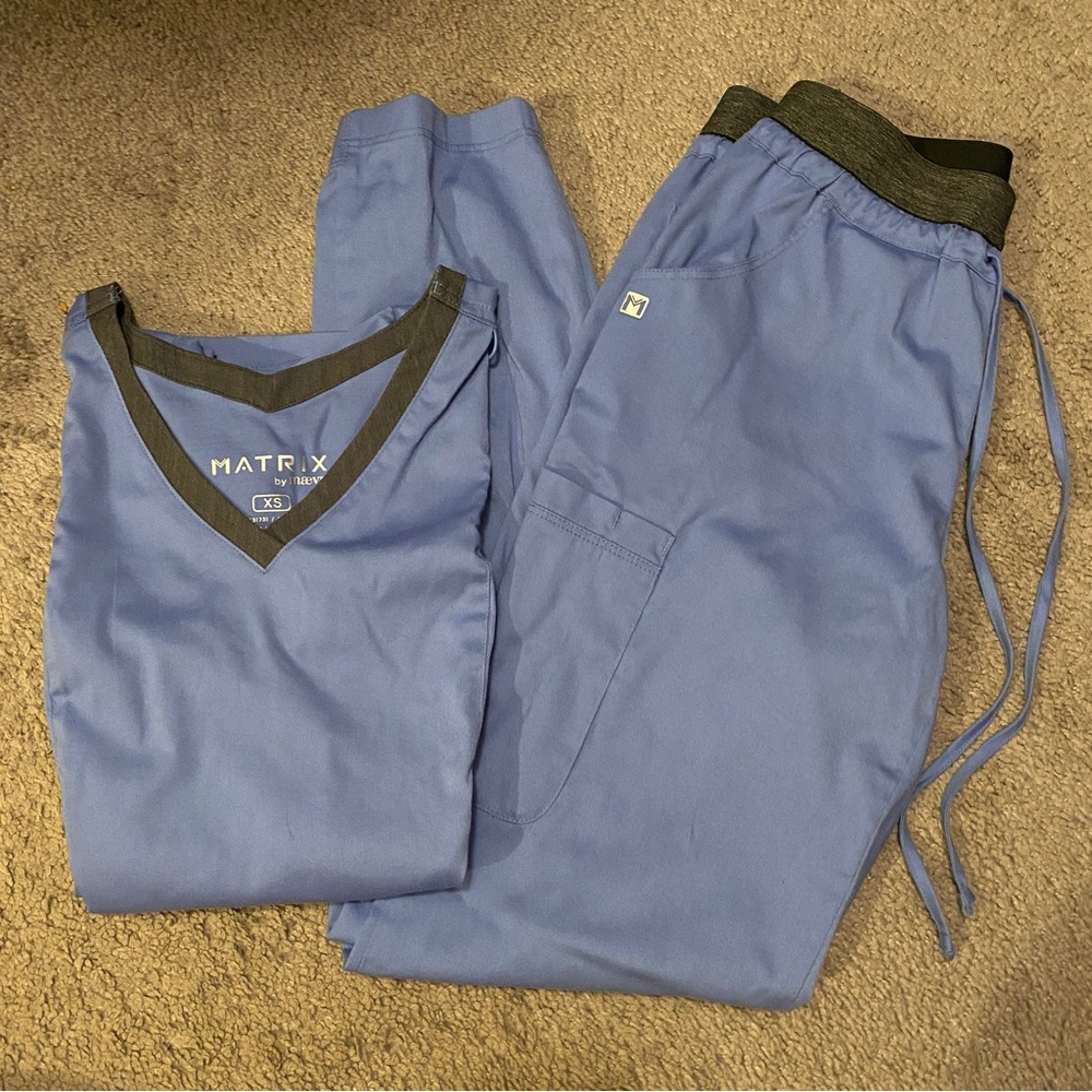 Matrix by Maevn Scrub Set Joggers Cecil Blue